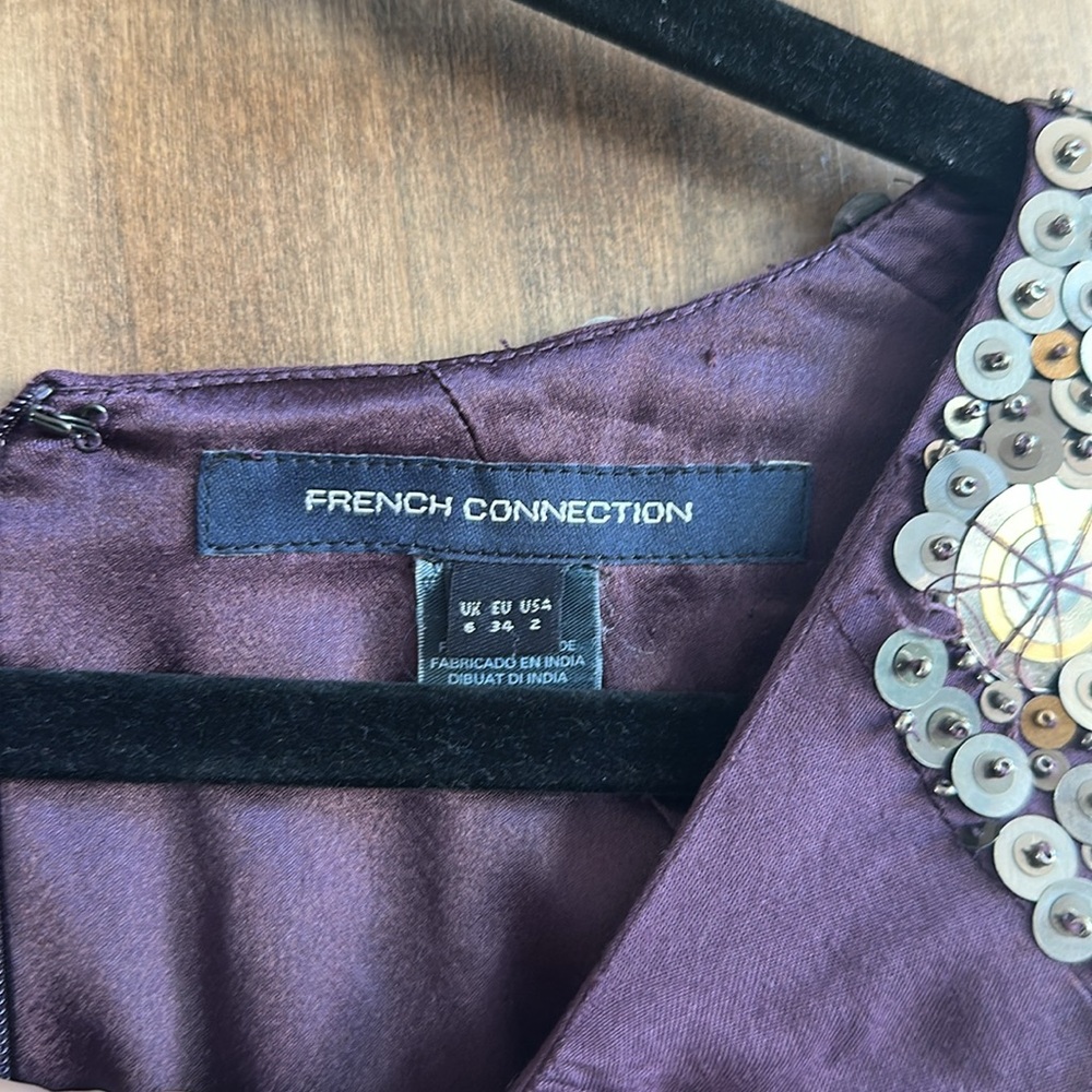 French Connection Purple Dress with Sequin Sleeves - Picture 3 of 7